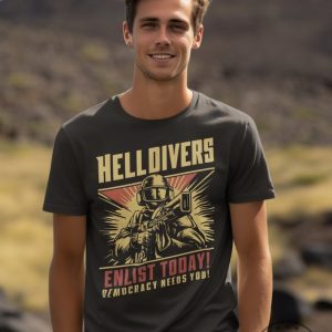 Helldivers 2 Enlistment Tshirt Join The Fight For Democracy Hoodie Exclusive Scifi Soldier Sweatshirt Ps5 Pc Gamer Gear Shirt giftyzy 8