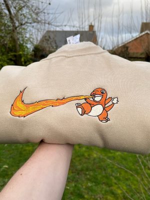 Charmander Embroidered Sweatshirt Pokemon Embroidered Sweatshirt Pokemon Nike Shirt Pokemon Merch Girls Pokemon Shirt Unique revetee 2