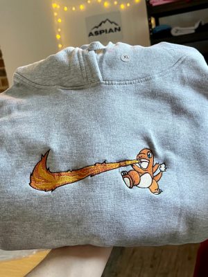 Charmander Embroidered Sweatshirt Pokemon Embroidered Sweatshirt Pokemon Nike Shirt Pokemon Merch Girls Pokemon Shirt Unique revetee 3