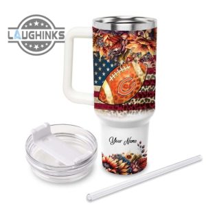 custom name just a girl loves cbe fall flower sublimation pattern 40oz tumbler with handle and straw lid personalized stanley tumbler dupe 40 oz stainless steel travel cups laughinks 1 1