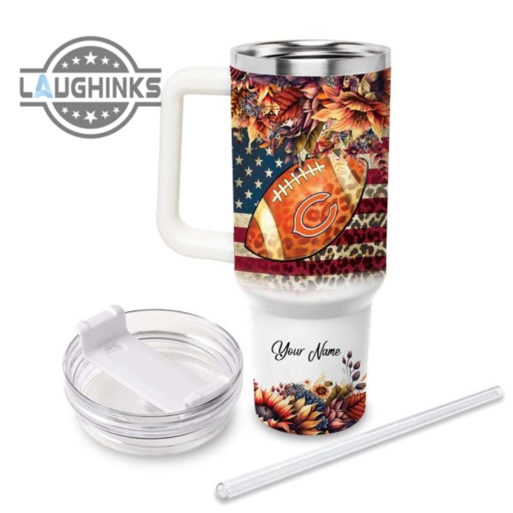 Custom Name Just A Girl Loves Cbe Fall Flower Sublimation Pattern 40Oz Tumbler With Handle And Straw Lid Personalized Stanley Tumbler Dupe 40 Oz Stainless Steel Travel Cups