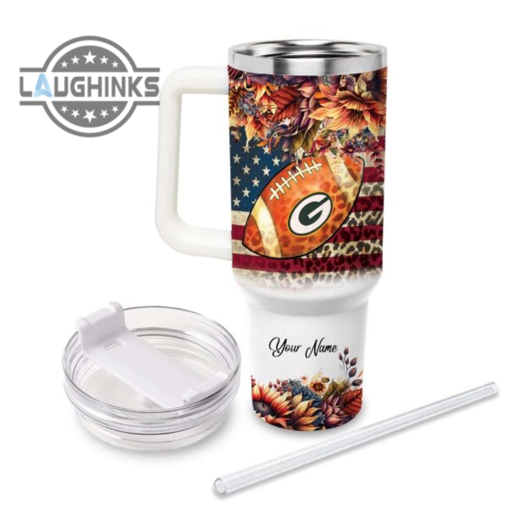 Custom Name Just A Girl Loves Gbp Fall Flower Sublimation Pattern 40Oz Tumbler With Handle And Straw Lid Personalized Stanley Tumbler Dupe 40 Oz Stainless Steel Travel Cups