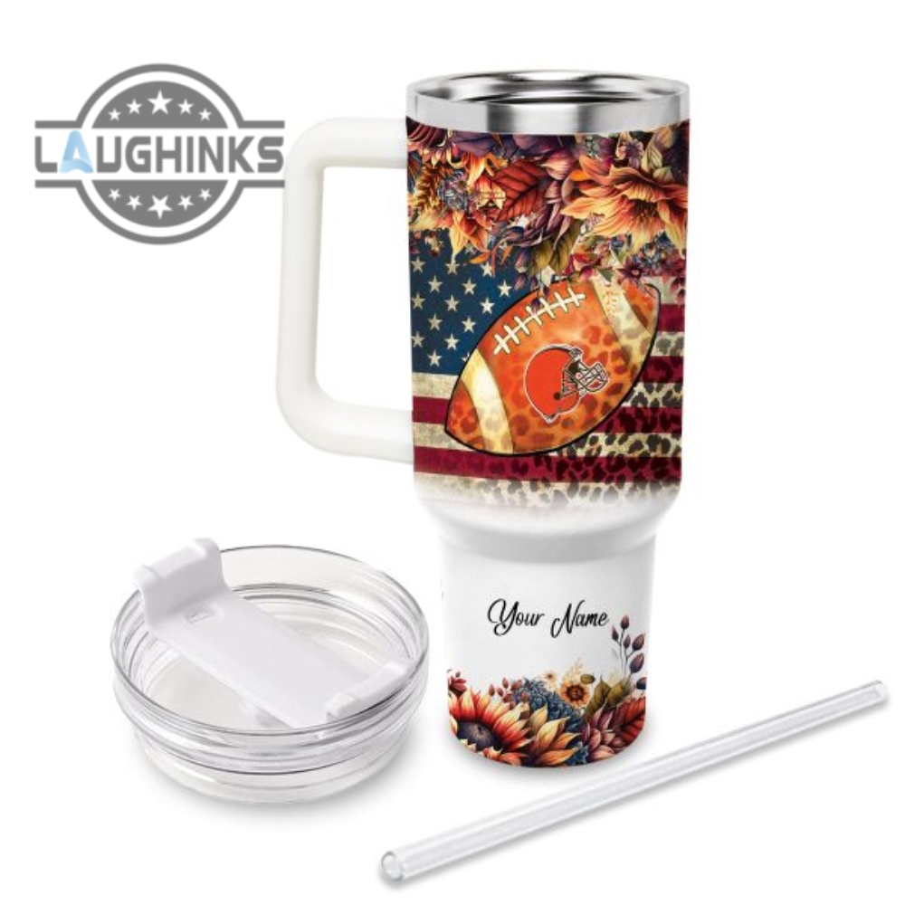 Custom Name Just A Girl Loves Cbr Fall Flower Sublimation Pattern 40Oz Tumbler With Handle And Straw Lid Personalized Stanley Tumbler Dupe 40 Oz Stainless Steel Travel Cups