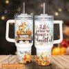 custom name tinker bell happy fall pumpkin flower pattern 40oz tumbler with handle and straw lid personalized stanley tumbler dupe 40 oz stainless steel travel cups laughinks 1