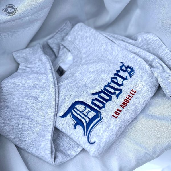 Dodgers Baseball Old English Embroidered Hoodies Dodgers Embroidered Sweatshirt Dodgers Baseball Shirt Los Angeles Baseball Shirt revetee 1
