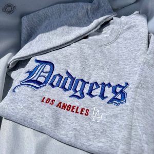 Dodgers Baseball Old English Embroidered Hoodies Dodgers Embroidered Sweatshirt Dodgers Baseball Shirt Los Angeles Baseball Shirt revetee 3