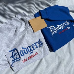 Dodgers Baseball Old English Embroidered Hoodies Dodgers Embroidered Sweatshirt Dodgers Baseball Shirt Los Angeles Baseball Shirt revetee 6