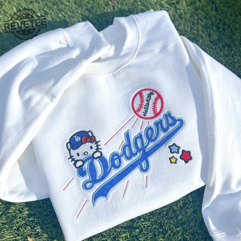 Los Angeles Crewneck Dodgers Old English Embroidered Crewneck Hello Kitty Dodgers Sweatshirt Hello Kitty Dodgers Shirt