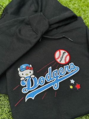 Los Angeles Crewneck Dodgers Old English Embroidered Crewneck Hello Kitty Dodgers Sweatshirt Hello Kitty Dodgers Shirt revetee 2