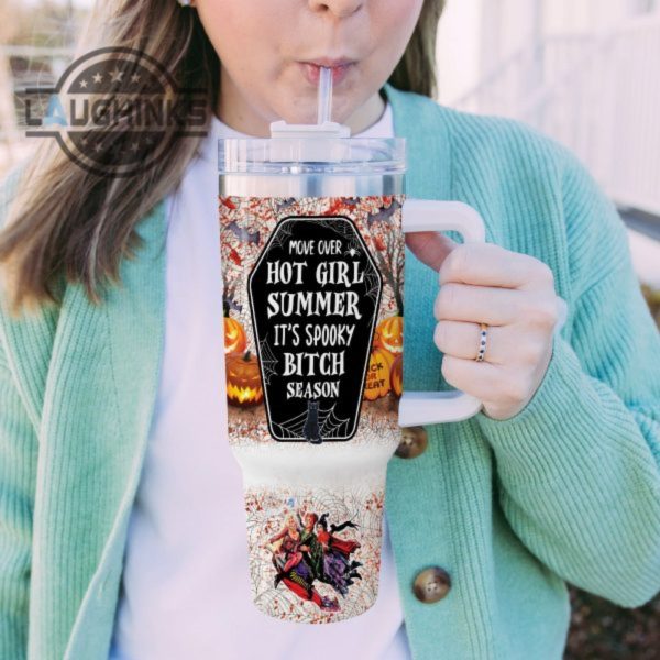custom name hocus pocus halloween costume its spooky season 40oz stainless steel tumbler with handle and straw lid personalized stanley tumbler dupe 40 oz stainless steel travel cups laughinks 1 4
