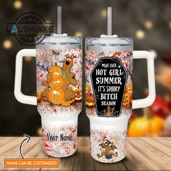 custom name scoobydoo halloween costume its spooky season 40oz stainless steel tumbler with handle and straw lid personalized stanley tumbler dupe 40 oz stainless steel travel cups laughinks 1