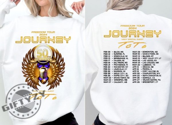 Journey Freedom Tour 2024 Shirt Journey With Toto 2024 Concert Sweatshirt Journey Band Fan Tshirt Journey Hoodie Journey Freedom Tour Gift giftyzy 3