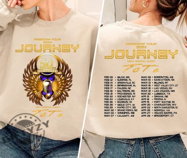 Journey Freedom Tour 2024 Shirt Journey With Toto 2024 Concert Sweatshirt Journey Band Fan Tshirt Journey Hoodie Journey Freedom Tour Gift giftyzy 5