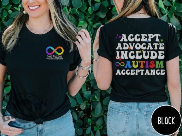 Autism Awareness Shirt Autism Acceptance Tshirt Rainbow Infinity Symbol Hoodie Awareness Sweatshirt Autism Acceptance Front And Back Print Shirt giftyzy 2