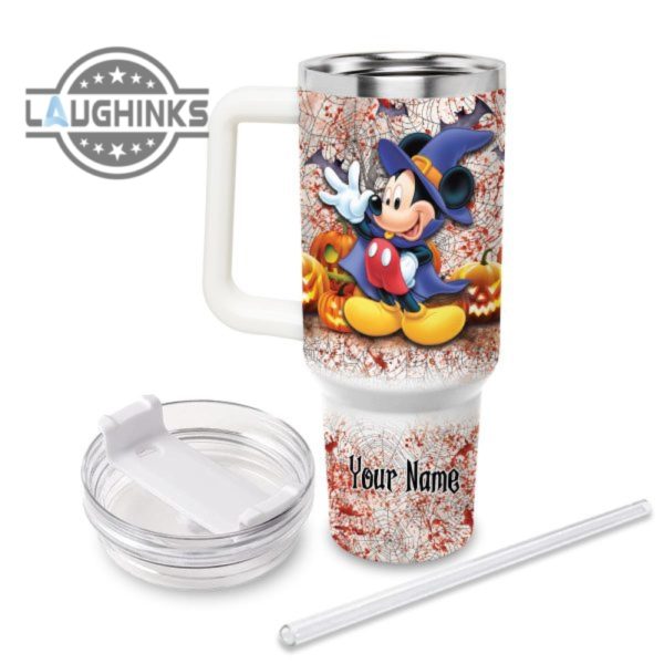 custom name mickey mouse halloween costume its spooky season 40oz stainless steel tumbler with handle and straw lid personalized stanley tumbler dupe 40 oz stainless steel travel cups laughinks 1 2