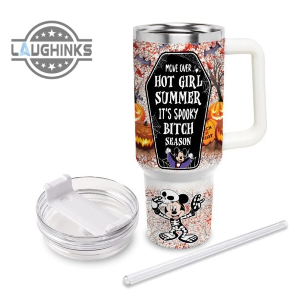 custom name mickey mouse halloween costume its spooky season 40oz stainless steel tumbler with handle and straw lid personalized stanley tumbler dupe 40 oz stainless steel travel cups laughinks 1 3