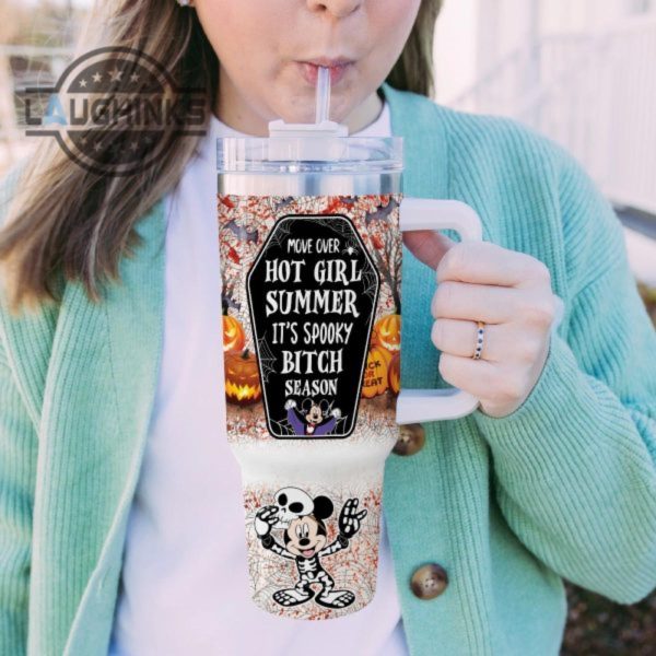 custom name mickey mouse halloween costume its spooky season 40oz stainless steel tumbler with handle and straw lid personalized stanley tumbler dupe 40 oz stainless steel travel cups laughinks 1 5
