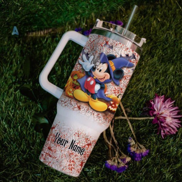 custom name mickey mouse halloween costume its spooky season 40oz stainless steel tumbler with handle and straw lid personalized stanley tumbler dupe 40 oz stainless steel travel cups laughinks 1 6