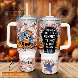 custom name stitch halloween costume its spooky season 40oz stainless steel tumbler with handle and straw lid personalized stanley tumbler dupe 40 oz stainless steel travel cups laughinks 1
