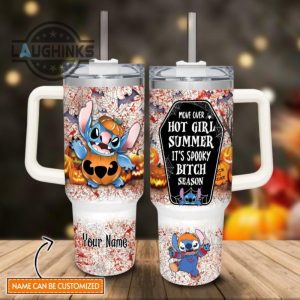 custom name stitch halloween costume its spooky season 40oz stainless steel tumbler with handle and straw lid personalized stanley tumbler dupe 40 oz stainless steel travel cups laughinks 1 1