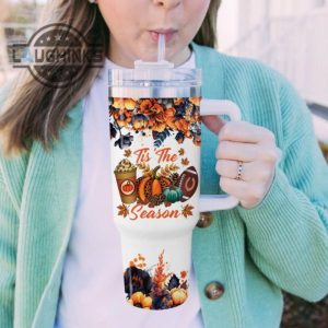 custom name go bears tis the season flower pattern 40oz stainless steel tumbler with handle and straw lid personalized stanley tumbler dupe 40 oz stainless steel travel cups laughinks 1 5