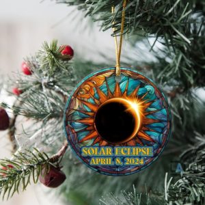 solar eclipse ornament solar eclipse of april 8 2024 ceramic christmas ornaments retro total solar eclipse 2024 home decoration celestial souvenir gift laughinks 4