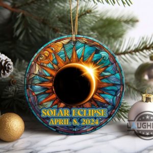 solar eclipse ornament solar eclipse of april 8 2024 ceramic christmas ornaments retro total solar eclipse 2024 home decoration celestial souvenir gift laughinks 5