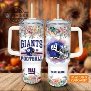 custom name giants helmet flame pattern 40oz stainless steel tumbler with handle and straw lid personalized stanley tumbler dupe 40 oz stainless steel travel cups laughinks 1