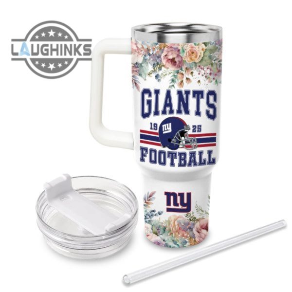 custom name giants helmet flame pattern 40oz stainless steel tumbler with handle and straw lid personalized stanley tumbler dupe 40 oz stainless steel travel cups laughinks 1 2