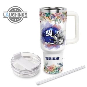 custom name giants helmet flame pattern 40oz stainless steel tumbler with handle and straw lid personalized stanley tumbler dupe 40 oz stainless steel travel cups laughinks 1 3