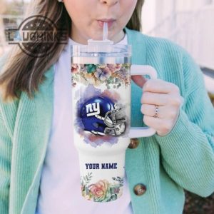 custom name giants helmet flame pattern 40oz stainless steel tumbler with handle and straw lid personalized stanley tumbler dupe 40 oz stainless steel travel cups laughinks 1 5