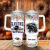 custom name ravens helmet flame pattern 40oz stainless steel tumbler with handle and straw lid personalized stanley tumbler dupe 40 oz stainless steel travel cups laughinks 1