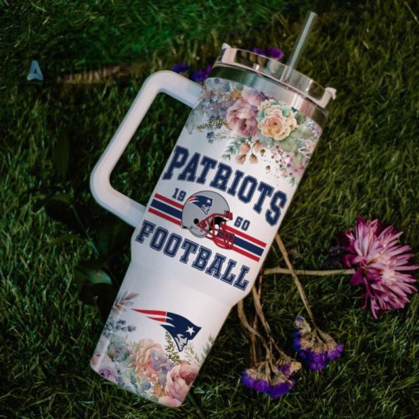 custom name patriots helmet flame pattern 40oz stainless steel tumbler with handle and straw lid personalized stanley tumbler dupe 40 oz stainless steel travel cups laughinks 1 6