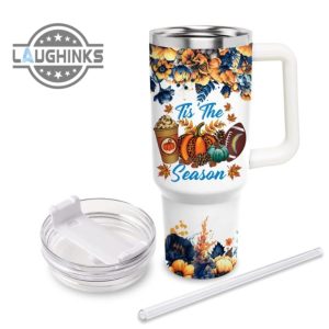 custom name go chargers tis the season flower pattern 40oz stainless steel tumbler with handle and straw lid personalized stanley tumbler dupe 40 oz stainless steel travel cups laughinks 1 3