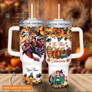 custom name hocus pocus tis the season fall leaf pattern 40oz stainless steel tumbler with handle and straw lid personalized stanley tumbler dupe 40 oz stainless steel travel cups laughinks 1