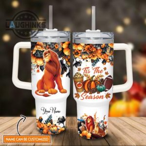 custom name lion king tis the season fall leaf pattern 40oz stainless steel tumbler with handle and straw lid personalized stanley tumbler dupe 40 oz stainless steel travel cups laughinks 1 1