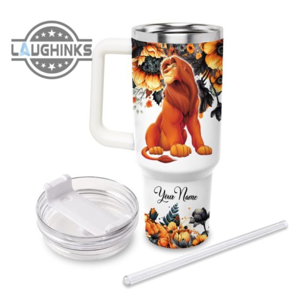 custom name lion king tis the season fall leaf pattern 40oz stainless steel tumbler with handle and straw lid personalized stanley tumbler dupe 40 oz stainless steel travel cups laughinks 1 2