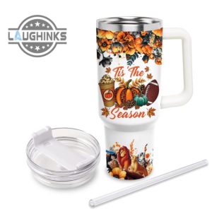 custom name lion king tis the season fall leaf pattern 40oz stainless steel tumbler with handle and straw lid personalized stanley tumbler dupe 40 oz stainless steel travel cups laughinks 1 3