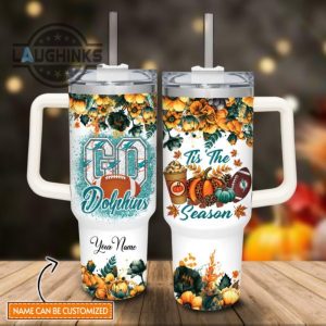 custom name go dolphins tis the season flower pattern 40oz stainless steel tumbler with handle and straw lid personalized stanley tumbler dupe 40 oz stainless steel travel cups laughinks 1 1