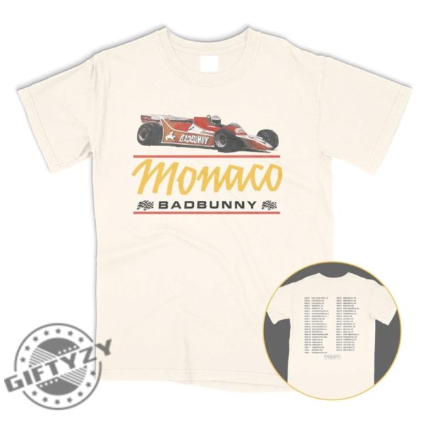Monaco F1 Car Most Wanted Tour 2024 Merch Cream Ivory Benito Double Sided Shirt giftyzy 1