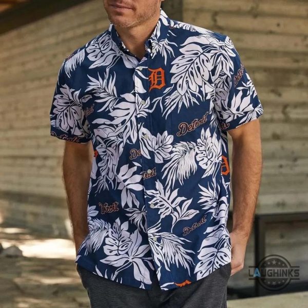 detroit tigers hawaiian shirt mlb detroit tigers cheap aloha summer beach shirt and shorts detroit tigers baseball opening day 2024 button up shirts laughinks 1