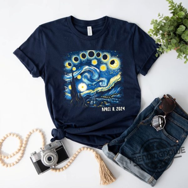 Van Gogh Total Solar Eclipse 2024 Shirt Celestial Shirt April 8Th 2024 Shirt Eclipse Event 2024 Shirt Stargazer Astronomy Lover trendingnowe 1