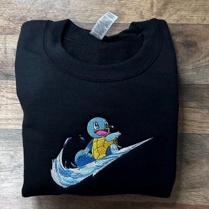 Kawaii Squirtle Pokemon Embroidery Sweater Squirtle Crewneck Pokemon Crewneck Squirtle Embroidery Shirt Nike Squirtle Shirt revetee 2
