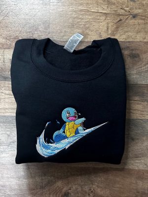 Kawaii Squirtle Pokemon Embroidery Sweater Squirtle Crewneck Pokemon Crewneck Squirtle Embroidery Shirt Nike Squirtle Shirt revetee 2