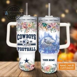 custom name cowboys helmet flame pattern 40oz stainless steel tumbler with handle and straw lid personalized stanley tumbler dupe 40 oz stainless steel travel cups laughinks 1 1