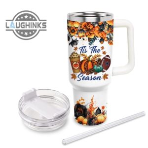 custom name go cowboys tis the season flower pattern 40oz stainless steel tumbler with handle and straw lid personalized stanley tumbler dupe 40 oz stainless steel travel cups laughinks 1 3