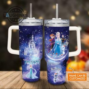 elsa princess with olaf and friends castle pattern 40oz tumbler with handle and straw lid personalized stanley tumbler dupe 40 oz stainless steel travel cups laughinks 1
