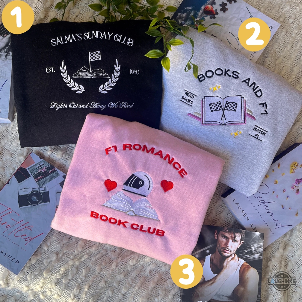 F1 Embroidered Sweatshirt Tshirt Hoodie Mens Womens Book Shirt Books And F1 Shirts Formula One Racing Reading T Shirt F1 Romance Book Club Tee Bookish Gift
