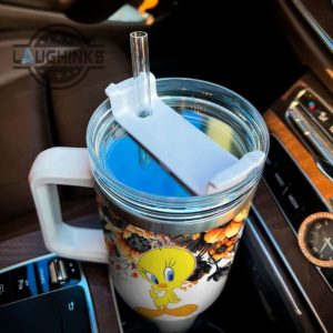 custom name tweety tis the season fall leaf pattern 40oz stainless steel tumbler with handle and straw lid personalized stanley tumbler dupe 40 oz stainless steel travel cups laughinks 1 3