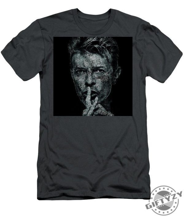 David Bowie Text Portrait Typographic Face Poster Created With All The Album Titles By David Bowie Tshirt giftyzy 1